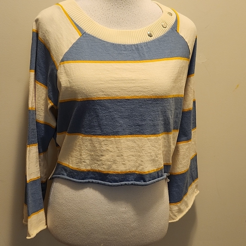 Moon River flare sleeve Size Large Tie Back Stripe Cotton